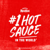 A promotional graphic for Frank s RedHot Uk Webswitch featuring bold white text on a textured red background declaring it the number one hot sauce in the world based on retail volume sales.
