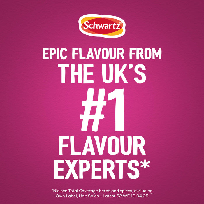 A promotional graphic for Uk Webswitch featuring the Schwartz logo and text identifying them as the number one flavour experts in the UK based on Nielsen unit sales data.
