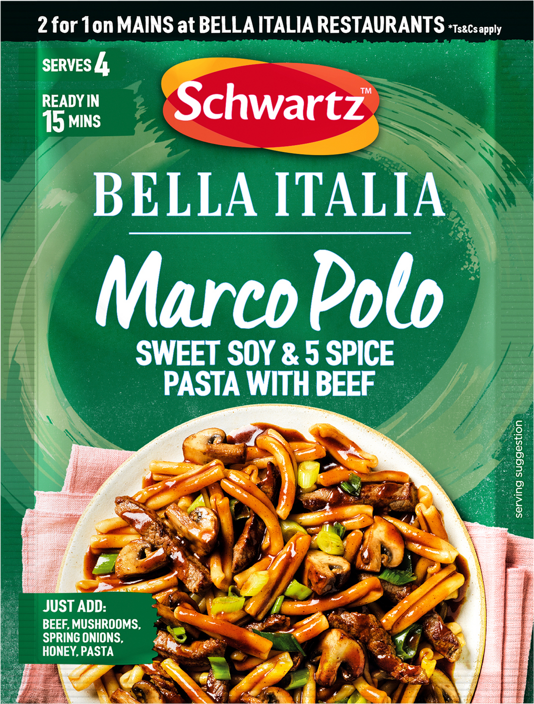 Schwartz x Bella Italia Marco Polo Sweet Soy & 5 Spice Pasta with Beef Recipe Mix
