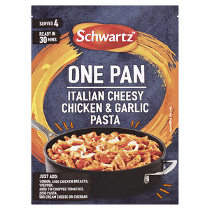 One Pan Italian Cheesy Chicken & Garlic Pasta