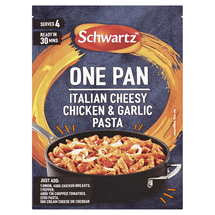 One Pan Italian Cheesy Chicken & Garlic Pasta