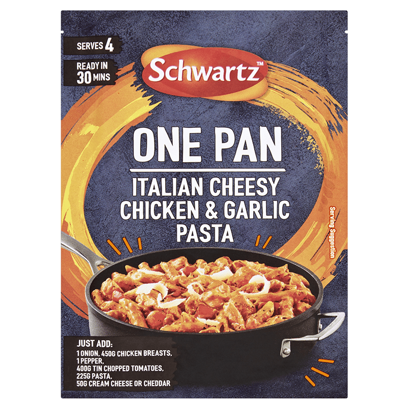 One Pan Italian Cheesy Chicken & Garlic Pasta